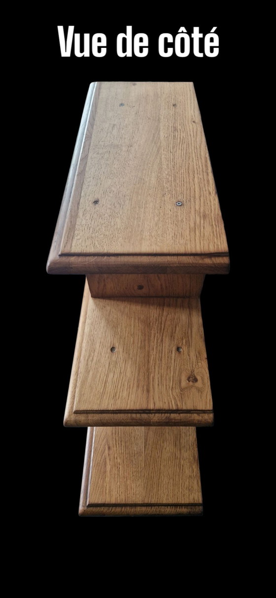 Image 1 of Lage plank in brutalistische stijl - massief eiken - jaren 1940