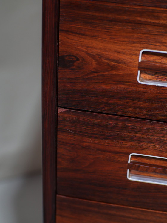 Image 1 of Tall Chest of Drawers Danish Vintage Rosewood Metal