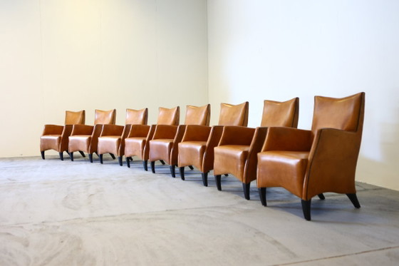Image 1 of 8x Model Bergere Bart van Bekhoven for Artistiek Breda sheepskin dining chairs