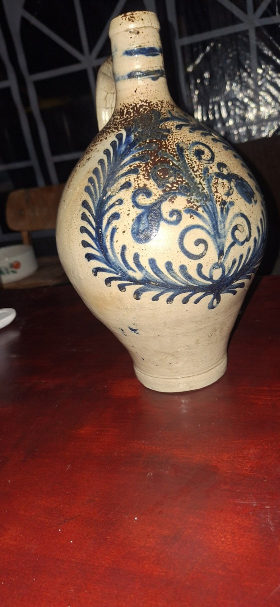 Brocca in Gres con Smalto al Sale e Pittura Blu Cobalto – Vasi, Ceramic (photo 5 of 5)