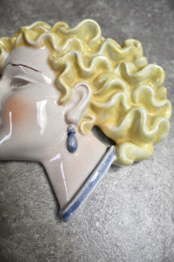 Maschera da parete Art Déco di Max Roesler Anni '30 – Decorazioni murali, Ceramic (photo 4 of 7)