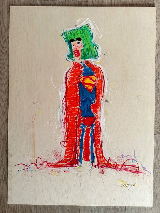 Exclusive Painting – Jacques Sparrow - Amsterdam - Superman – Paintings & Drawings, Wood (photo 6 of 8)
