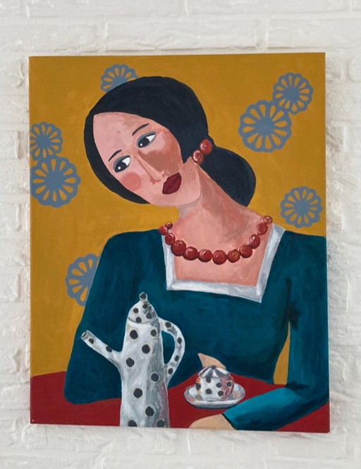Painting with Image of Woman