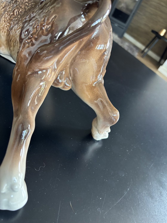 Image 1 of Large 43cm Vintage Porcelain Bison Figure, Mid 20th Century
