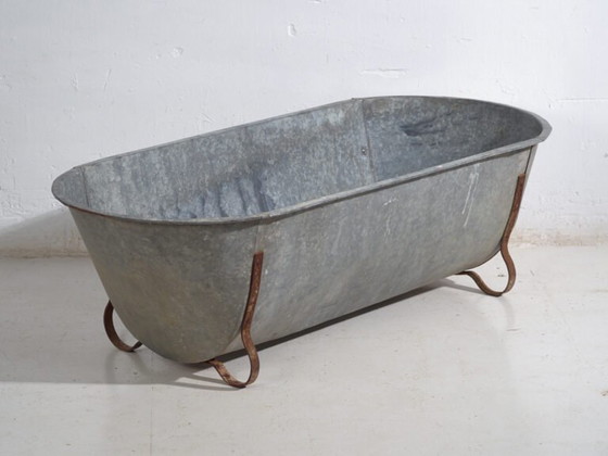 Antique Galvanized Zinc Bathtub – European Industrial Tub – circa 1900 #5 – Decorative Objects, Iron, Rustic (photo 38 of 39)