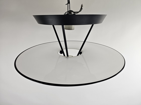 Image 1 of Suspension en verre et acier, Italie, années 80