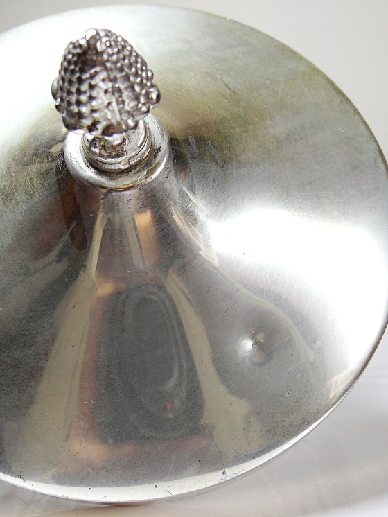 Image 1 of Large vintage crystal/glass and silver-plated metal bonbonnière