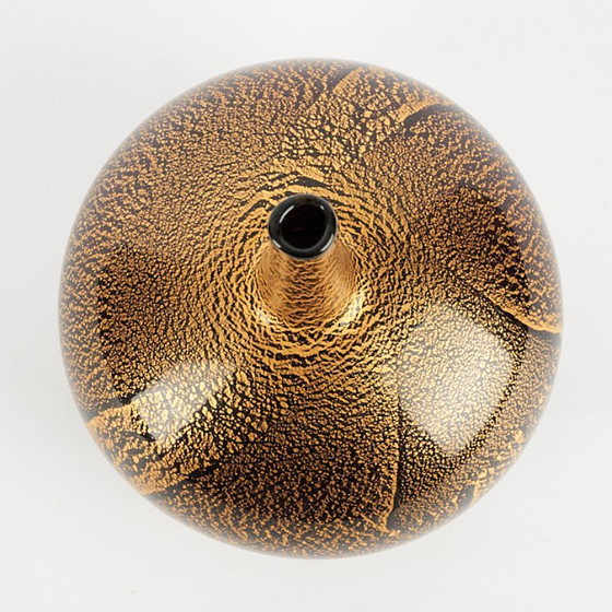 Image 1 of Raro vaso in vetro vintage, nero/oro