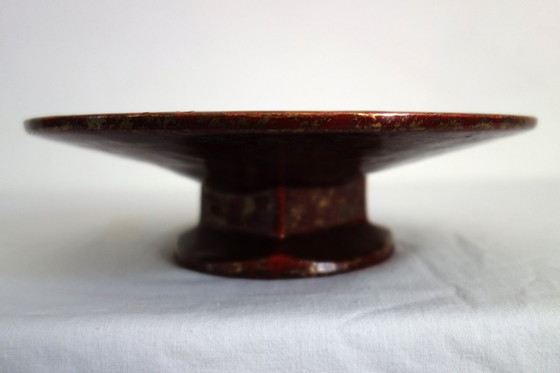 Image 1 of Louis Dage rode en vergulde fruitschaal uit de jaren 20/30