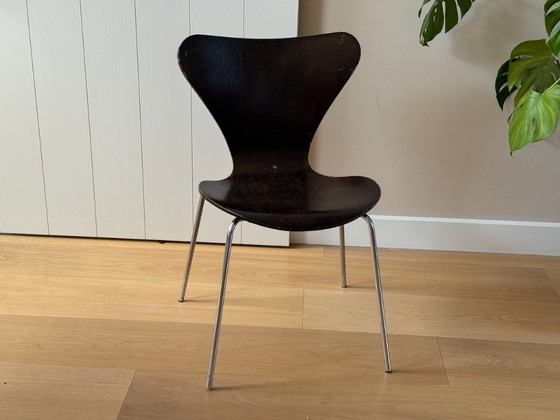 Vlinderstoel Fritz Hansen 3107 Arne Jacobsen vintage 1977 – Eetkamerstoelen, Metal, Wood (photo 5 of 7)