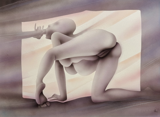 Image 1 of Yvon Adam peinture érotique vers 1985 / encadrée 