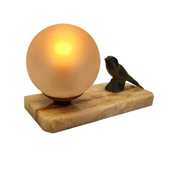 Image 1 of Lampe Art Déco française avec moineau
