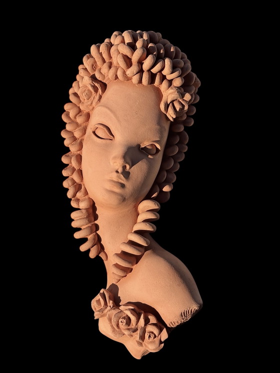 Image 1 of Large terracotta mask - Italy 1950 - Signed