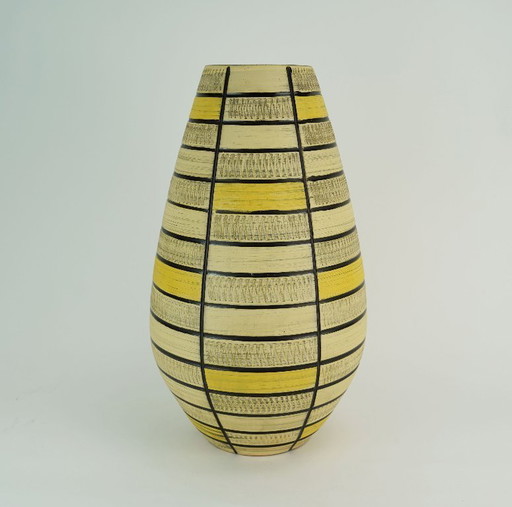 large west german mid century vase 1950s FLOOR VASE model no. 103/40 with scraffito decoration