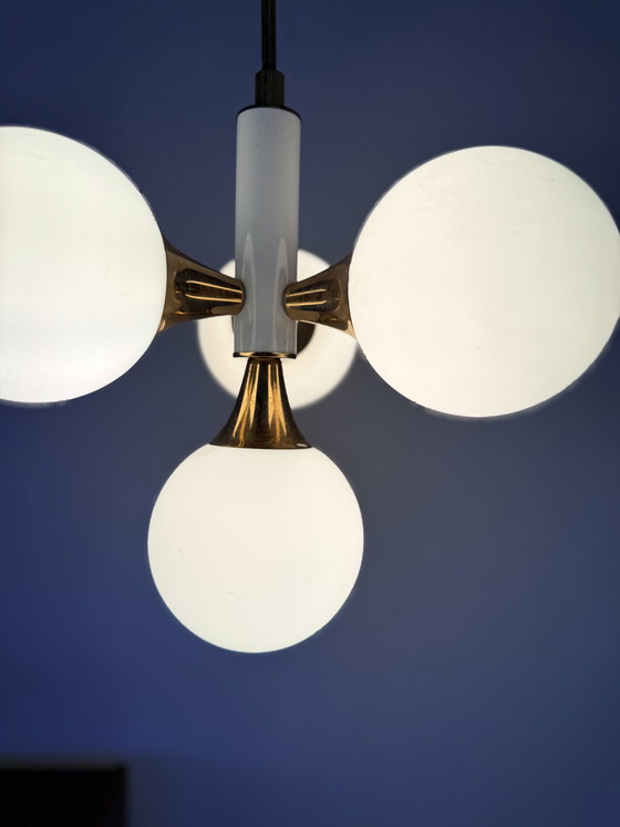 Image 1 of Lampada a sospensione vintage in vetro ghiacciato, Kaiser Leuchten '70