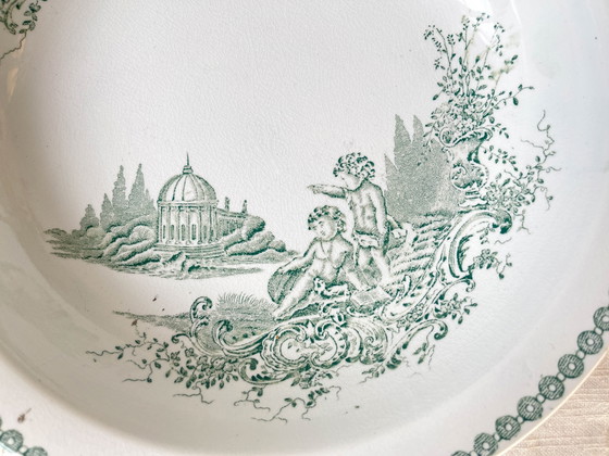 Vintage Franse St Amand Ironstone TRIANON Puttenmotief Diep Bord 19e Eeuw – Servies (photo 3 of 9)