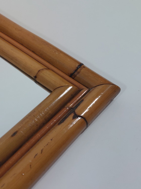 Image 1 of Specchio da parete vintage Mid Century Boho in bambù, anni '70