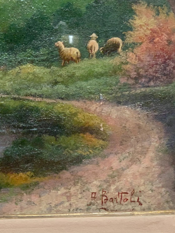 Double peinture à l'huile sur toile par Arnaldo Bartoli, années 1950, Peintures et dessins (photo 4 sur 10)