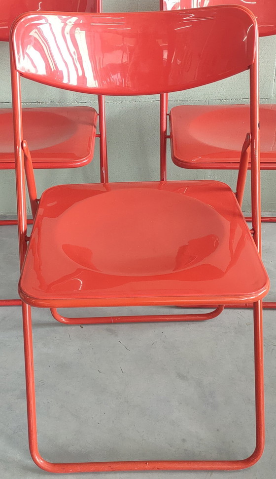 Image 1 of Ikea Folding chairs Type Ted by Niels Gammelgaard, Red