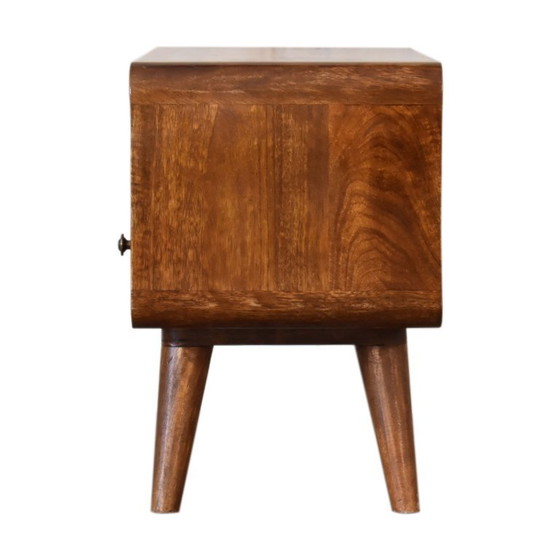 Image 1 of Compacte, gebogen kastje in kastanjekleur met 2 lades
