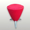 Leolux Tam Tam pouf red fabric, aluminum legs