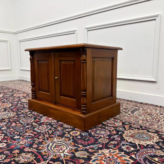 Klassischer englischer Büroschrank Druckertisch, Sideboard, Leder, Holz (Foto 5 von 10)