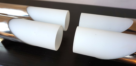 Image 1 of Pareja de apliques de cromo/vidrio opalino Neuhaus de Rolf Krüger, 1960