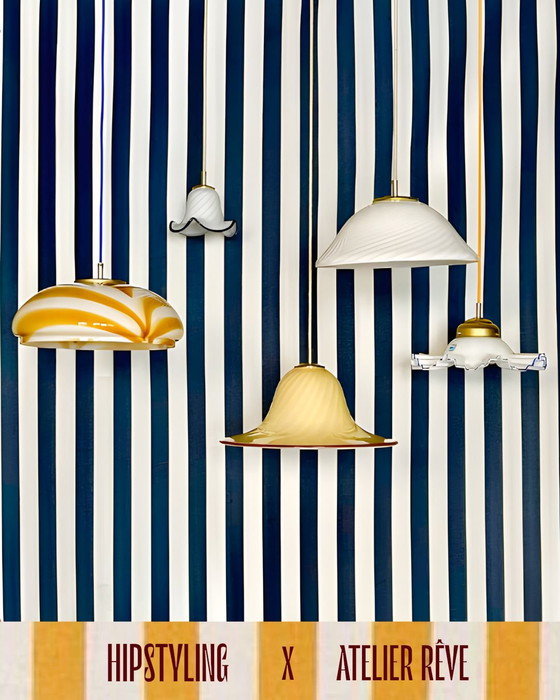 Image 1 of Vintage Murano Swirl Glazen Hanglamp