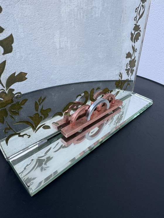 Image 1 of Miroir de table gravé Art Déco