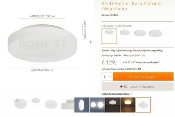 Image 1 of Peill+Putzler Rasa Plafonnier/mural, douille E27