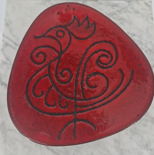 André Freymond keramische schaal | Model 9120 | Gestileerd vogelmotief | jaren 1950/60