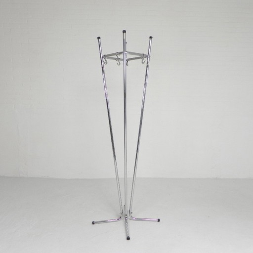 Standing chrome coat rack on 4 legs, 1950s
