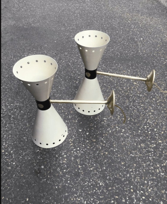 Applique modello Diablo Stilnovo anni 50, Il Nuovo, Metallo, Bianco, Mid Century Modern (foto 6 di 6)