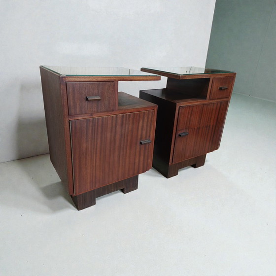 Image 1 of Antieke mahonie set nachtkastjes Art Deco