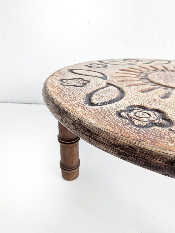 Image 1 of Tavolino rotondo in pietra lavica di François Chaty per Vallauris, anni '60