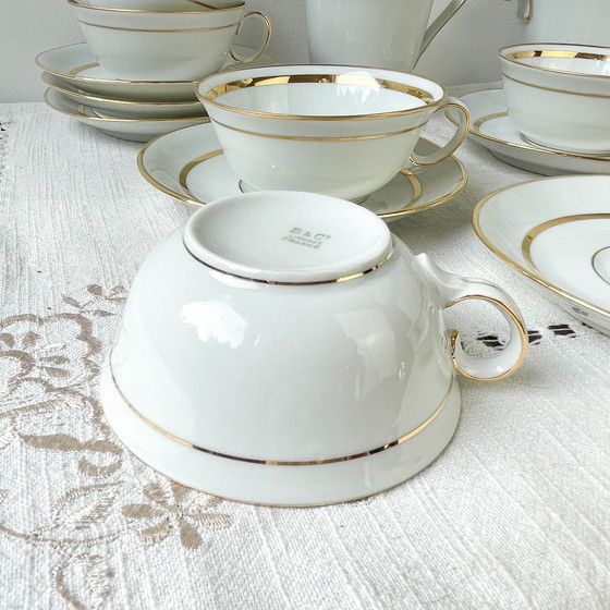 Image 1 of Set da tè/caffè in porcellana vintage Bernardaud &amp; Cie Limoges Francia oro bianco