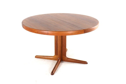 Tavolo da pranzo rotondo 2x allungabile in teak vintage danese restaurato