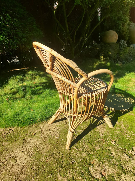 Image 1 of Sedia Rohé vintage in rattan, molto rara