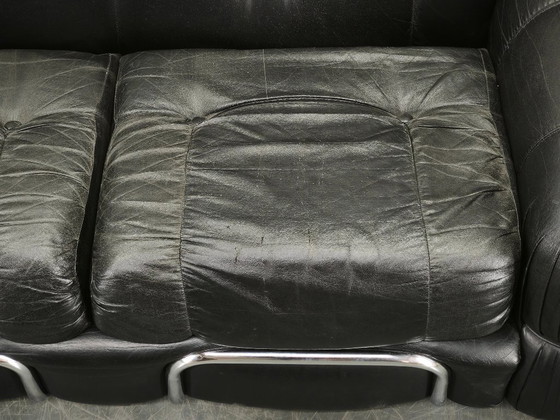 Image 1 of 1970s Italian Two-Seat Sofa by Adriano Piazzesi in Chrome and Leatherette