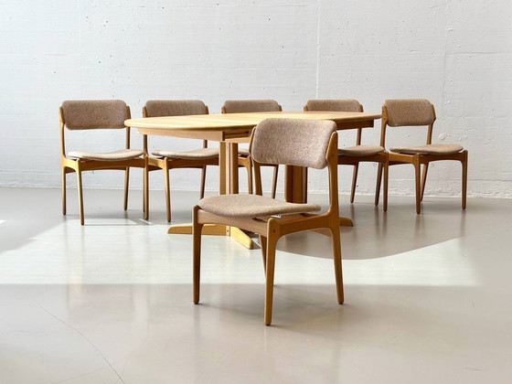 Image 1 of Set of table and 6 chairs by Erik Buch for Gudme Møbelfabrik A/S, 1960s