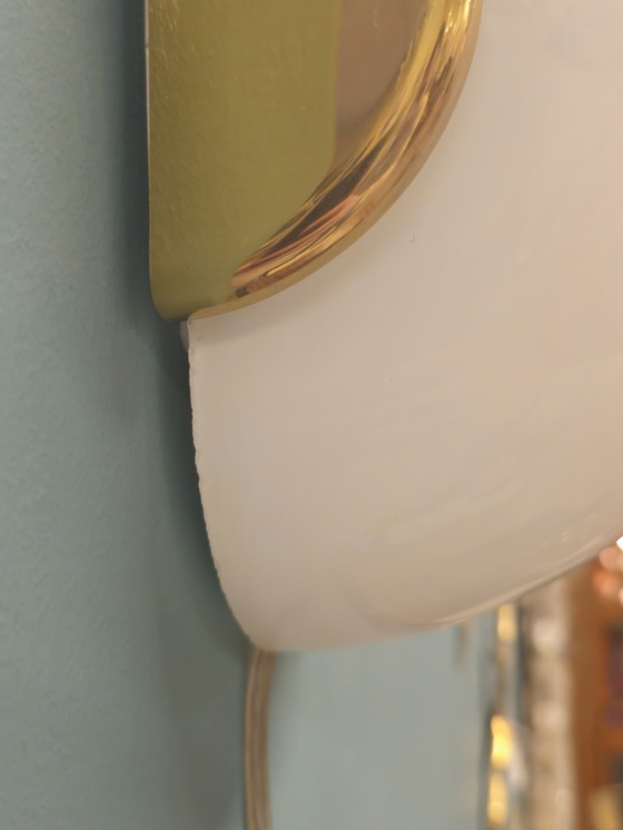 Image 1 of Vintage Murano Wandlamp Plafondlamp Plafonnière Messing Glas