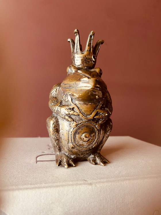 Image 1 of Bronze Frog Prince candlestick