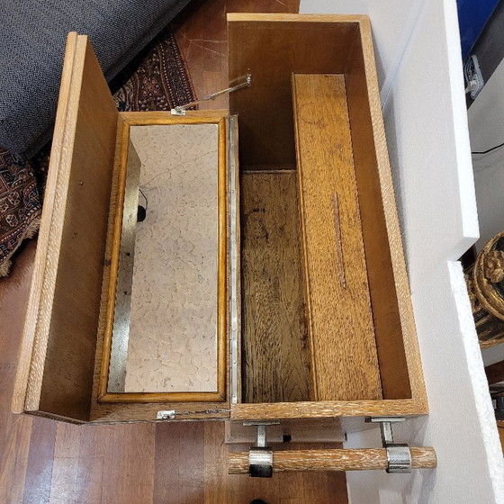 Image 1 of Meuble bar style Art déco, bois de chêne, années 80 – France