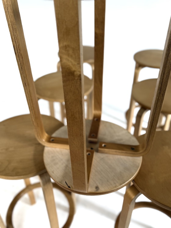 Image 1 of 8x tabouret de bar vintage en contreplaqué, style Alvar Aalto '80s