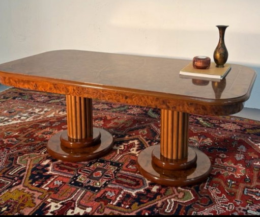 Art Deco coffee table in burr veneer