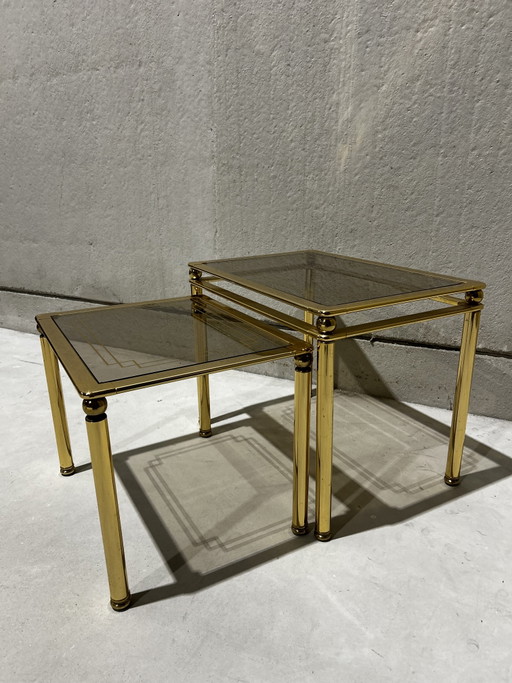 Mesas nido vintage Italian Design – bijzettafels, Glass, Metal (photo 2 of 7)