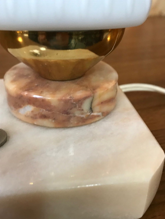 Image 1 of 2 vintage marble and opaline lamps from the 70s