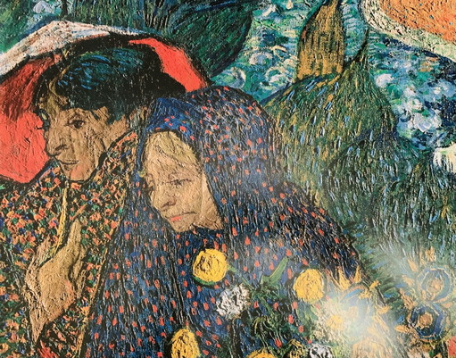 Van Gogh, "Ricordo del giardino di Etten, Dame di Arles, 1888". Litografia offset a colori autorizzata, firmata, alta 