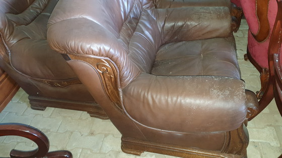 Image 1 of 2+1+1 seduta in rovere, pelle