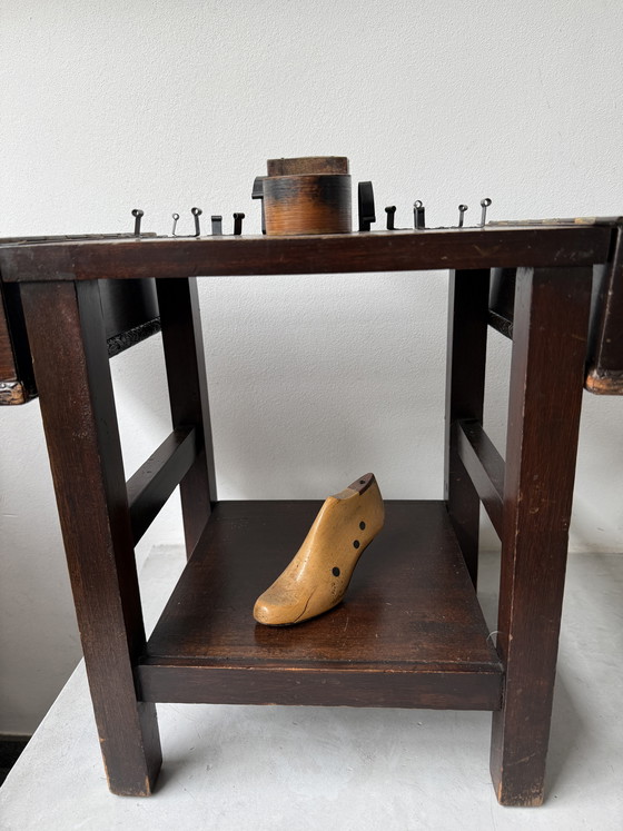 Image 1 of Antique shoe polishing table | vintage shoe shine stand